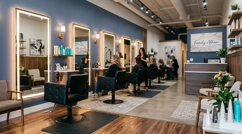 Illustration of Family Afhair, beauty salon in Clinton, IA